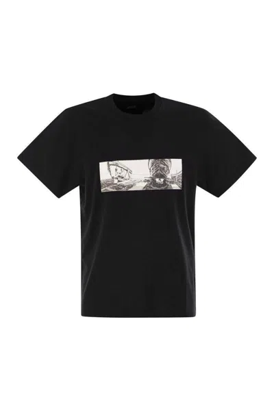 C.p. Company C.p.company Cotton T-shirt With Print In Black