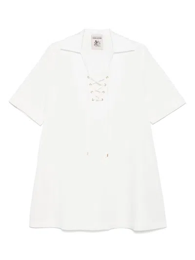 Semicouture Marisa Linen Blend Mini Dress In White