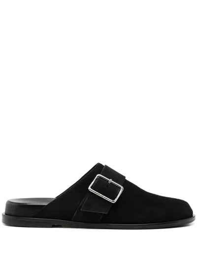 Aeyde Finja Suede Slides In Black