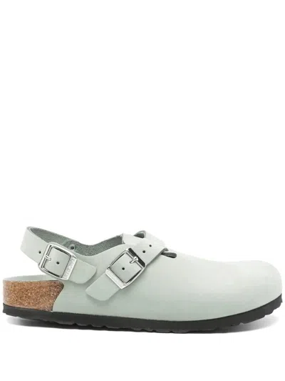 Birkenstock 'tokio' Light Blue Mules With Buckles On The Front And Back In Pure Sage