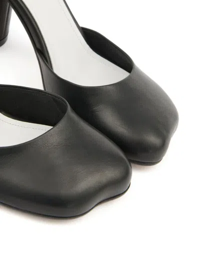 Mm6 Maison Margiela Black Shiny Vegetable Tanned Leather Court Heels In Black