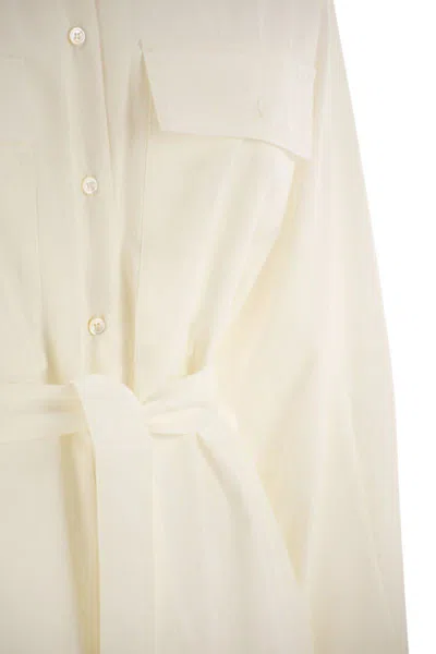 Weekend Max Mara Balocco Button Detailed Belted Dress In White