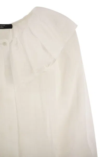 Weekend Max Mara Gauze Ruffle Blouse In White