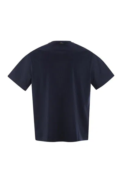 Herno Men Resort T-shirt In Cotton And Light Stretch Nylon In Blue