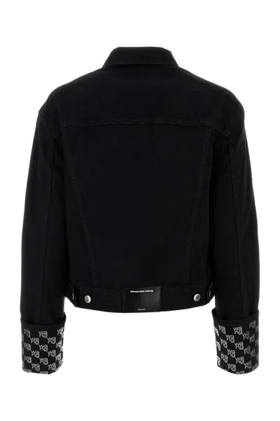 Alexander Wang Embellished Cotton Straight Jacket In Washedblack