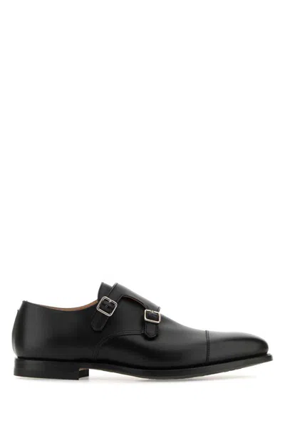 Crockett & Jones Lowndes Monk Strap Shoes With Almond Toe In Blackcalf