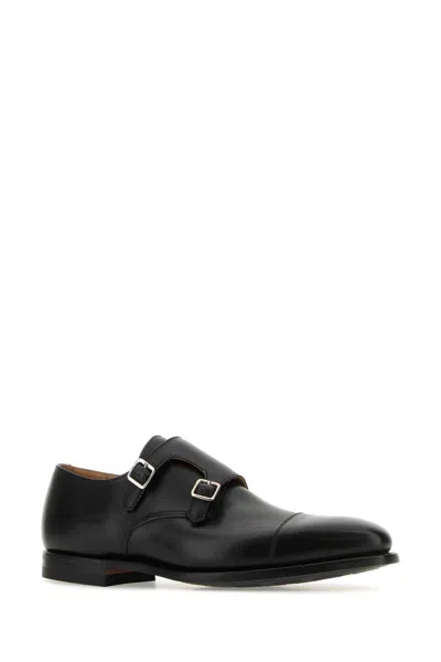 Crockett & Jones Lowndes Monk Strap Shoes With Almond Toe In Blackcalf