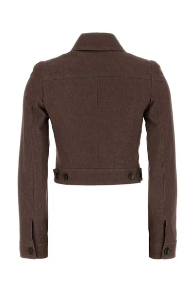 Max Mara Belted Jacket With Buttoned Cuffs And Epaulettes In Brown