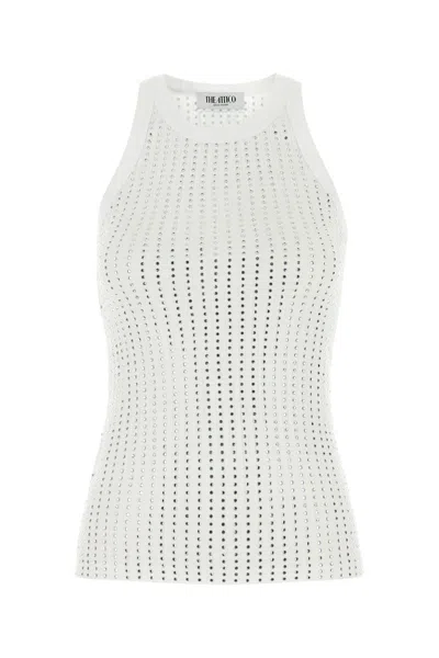 Attico Top With Crystals In White