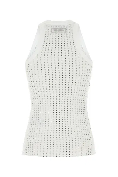 Attico Top With Crystals In White