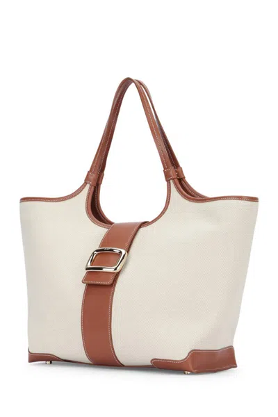 Roger Vivier Beige Choc Medium Tote In C606naturalechiaros018cognacscuro