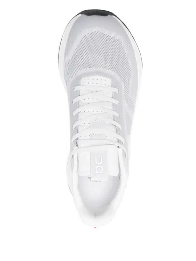 On Running Sleek Fabric Sneakers With Rubber Sole In Grey