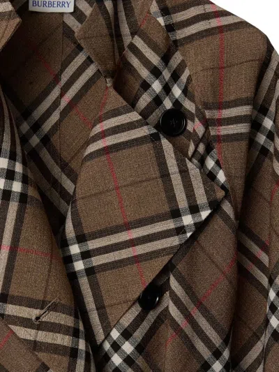 Burberry Check Silk Blend Trench Dress In Beige