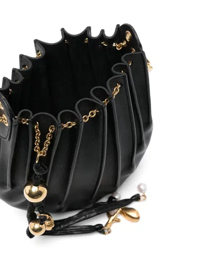 Chloé Sea Treasures Pleated Crossbody Bag In Leather In Black