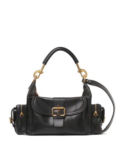 Chloé Camera Bag Medium In Natural Shiny Calfskin In Black
