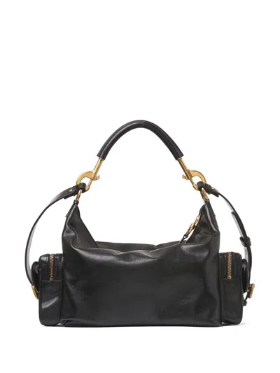 Chloé Camera Bag Medium In Natural Shiny Calfskin In Black