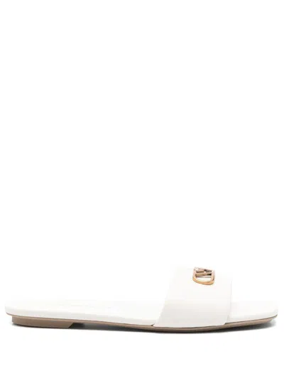 Ea7 Emporio Armani Leather Flat Sandals In White