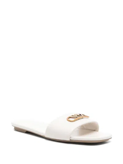 Ea7 Emporio Armani Leather Flat Sandals In White