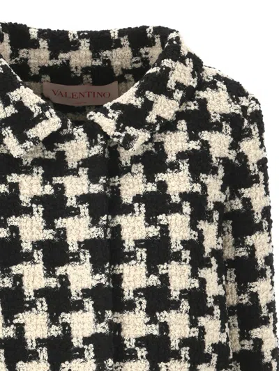 Valentino Extra Large Houndstooth Tweed Jacket In White