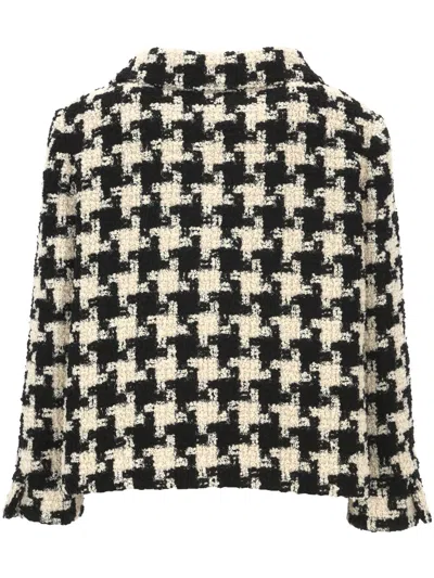 Valentino Extra Large Houndstooth Tweed Jacket In White