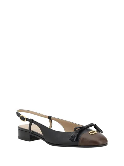 Valentino Valet Du Roi Leather Slingback Ballerina Flat In Black
