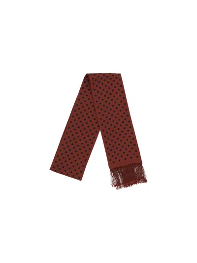 Valentino Polka-dot Pattern Silk Scarf In Red