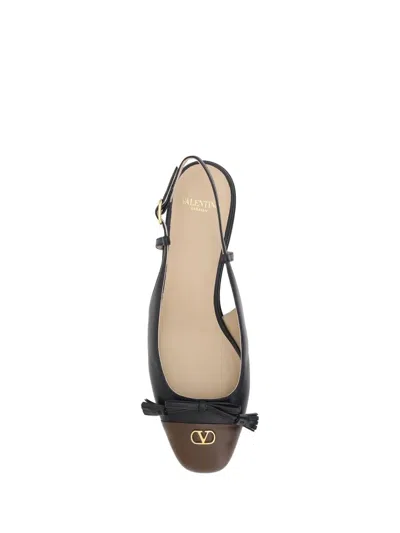 Valentino Valet Du Roi Leather Slingback Ballerina Flat In Black