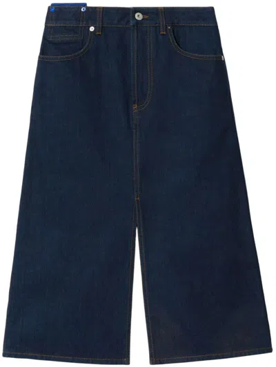 Burberry Japanese Front-slit Denim Midi Skirt In Blue