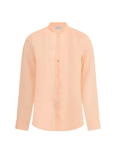 Forte Forte Sheer Silk Voile Mandarin Collar Blouse In Pink