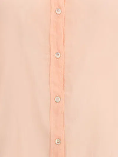 Forte Forte Sheer Silk Voile Mandarin Collar Blouse In Pink