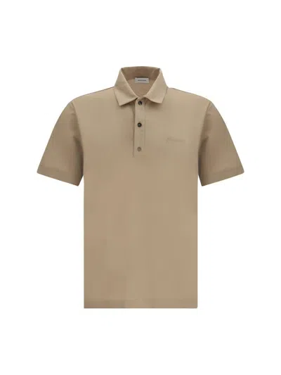 Ferragamo Logoed Polo Shirt With Side Slits In Beige