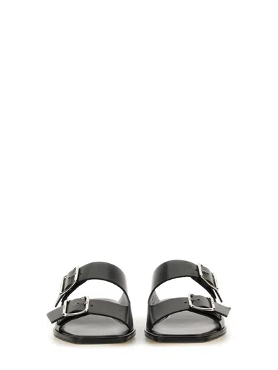 Aeyde Tonya Leather Sandals With Double Strap In Black