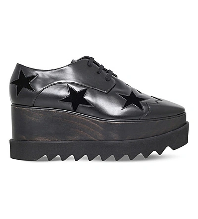 Shop Stella Mccartney Elyse Stars Faux-leather Flatform Brogues In Black