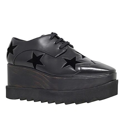 Shop Stella Mccartney Elyse Stars Faux-leather Flatform Brogues In Black