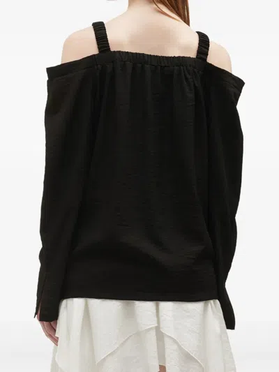 B+ab Off-the-shoulder Button-up Top In Black