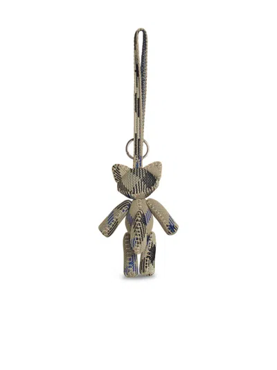 Burberry Plush Striped Keyring Key Cases In Cream