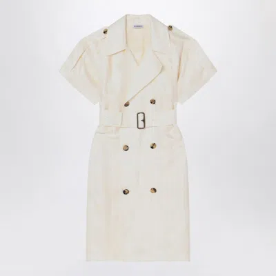 Burberry Trench Dress Viscose Belted Double-breasted Epaulettes In Neutral