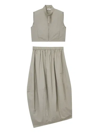 B+ab Zip-front Sleeveless Top And Skirt Set In Neutrals