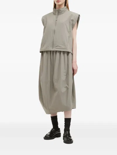B+ab Zip-front Sleeveless Top And Skirt Set In Neutrals