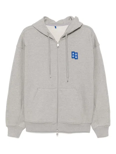 Ader Error Trs Tag Zip-up Hoodie In Grey