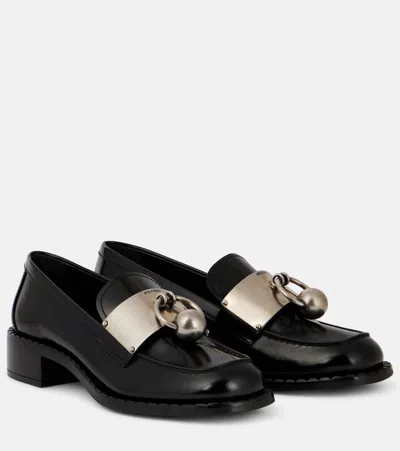 Prada Brushed Leather Loafers In Black