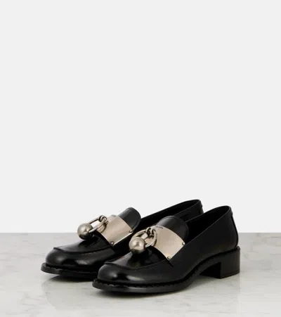 Prada Brushed Leather Loafers In Black