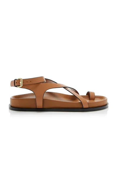 A.emery 'jalen Slim' Brown Sandals With Criss-crossed Straps And Buckle Closure In Tan