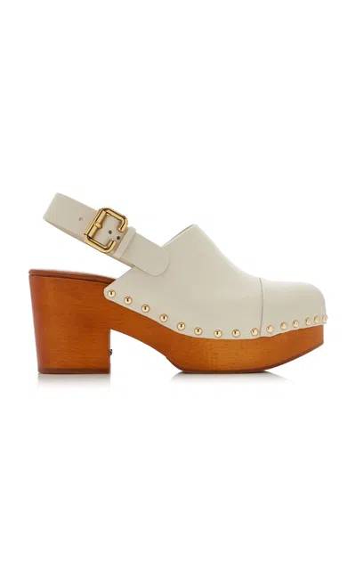 Chloé Jeannette Leather Slingback Platform Clogs In Ivory