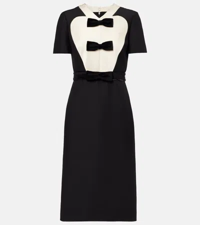 Valentino Black Midi Wool Dress With Bows