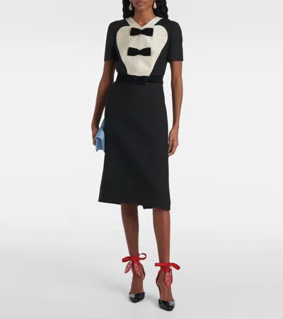 Valentino Black Midi Wool Dress With Bows