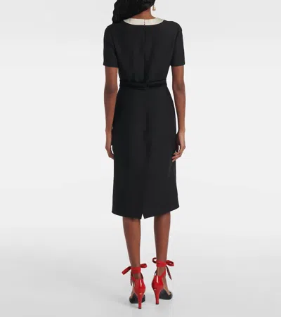 Valentino Black Midi Wool Dress With Bows
