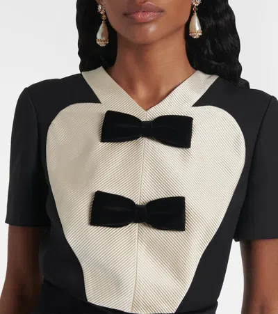 Valentino Black Midi Wool Dress With Bows