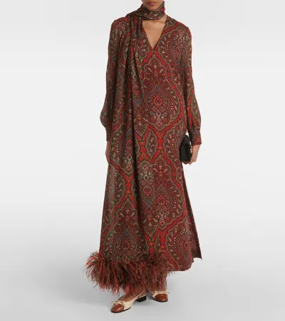 Valentino Voyage Imaginaire Silk Georgette Gown In Red