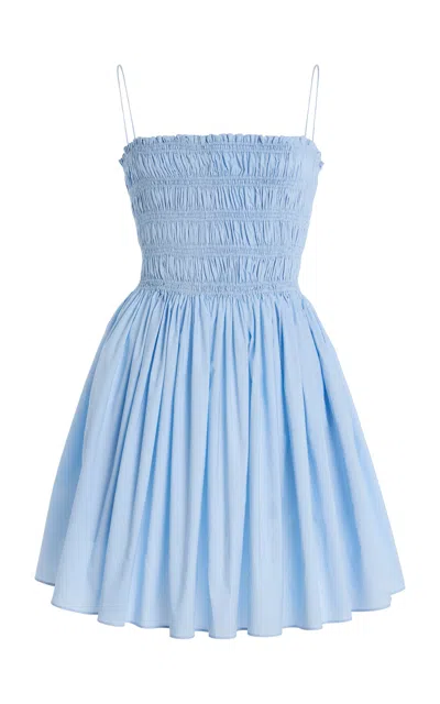 Matteau Shirred Bodice Mini Dress In Blue